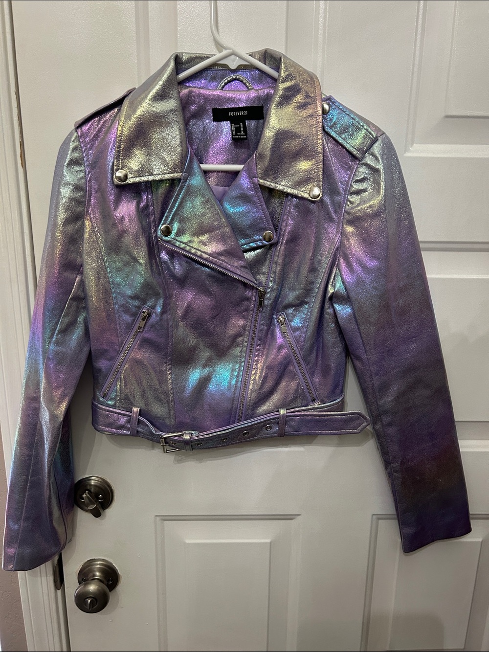Forever 21 Iridescent Lavender Moto Jacket